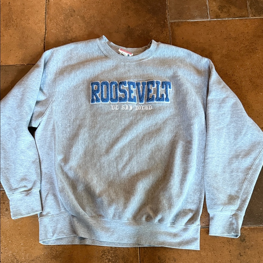 Roosevelt UC San Diego College Sweatshirt UCSD Large Gray Blue Men’s L Pro-Weave